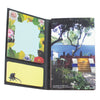Opened left flap and inside cover of Frida Kahlo sticky notes trifold booklet.
