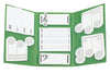 fully opened Musical Notes sticky notes trifold booklet, with 7 sticky note designs.