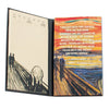 Left flap and inside cover of The Scream Sticky Notes trifold booklet, including a Munch quote.