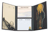 Inside flaps of fully opened Scream Sticky Notes trifold booklet, including 4 separate sticky note designs.