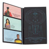 Left flap and inside cover of Star Trek Next Generation Sticky Notes trifold booklet.