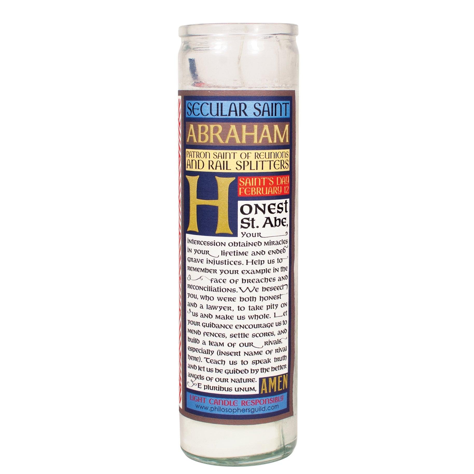 Product photo of Abraham Lincoln Secular Saint Candle, a novelty gift manufactured by The Unemployed Philosophers Guild.