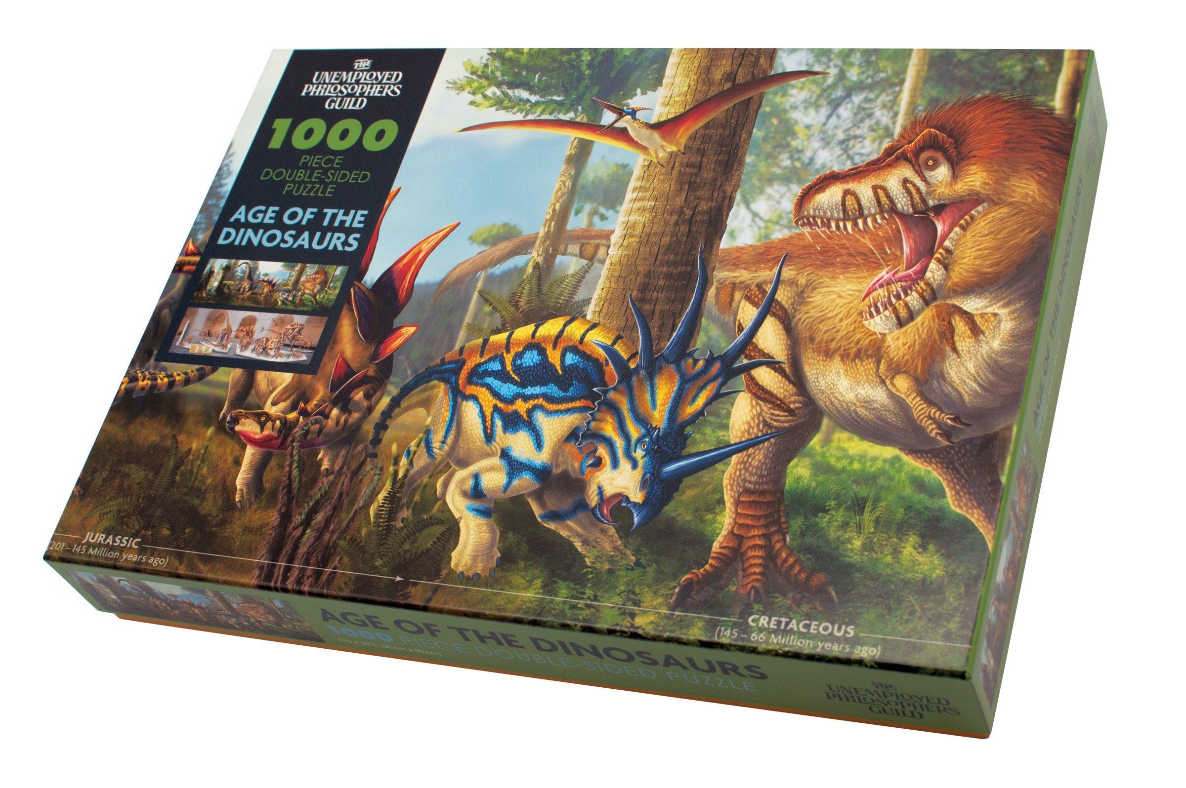 Product photo of Age of the Dinosaurs Jigsaw Puzzle, a novelty gift manufactured by The Unemployed Philosophers Guild.