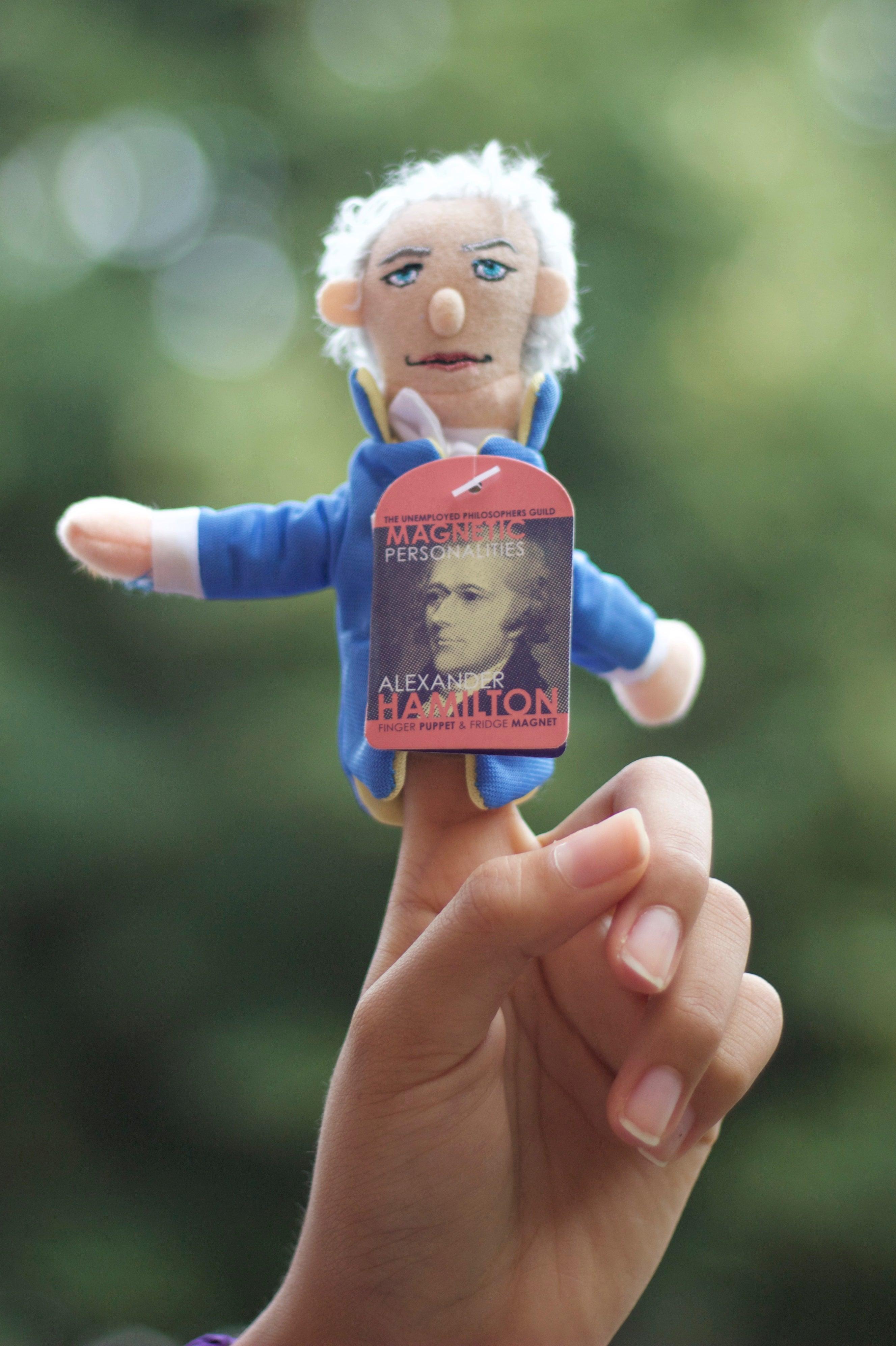 Product photo of Alexander Hamilton Finger Puppet, a novelty gift manufactured by The Unemployed Philosophers Guild.