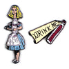Product photo of Alice in Wonderland Enamel Pin Set, a novelty gift manufactured by The Unemployed Philosophers Guild.
