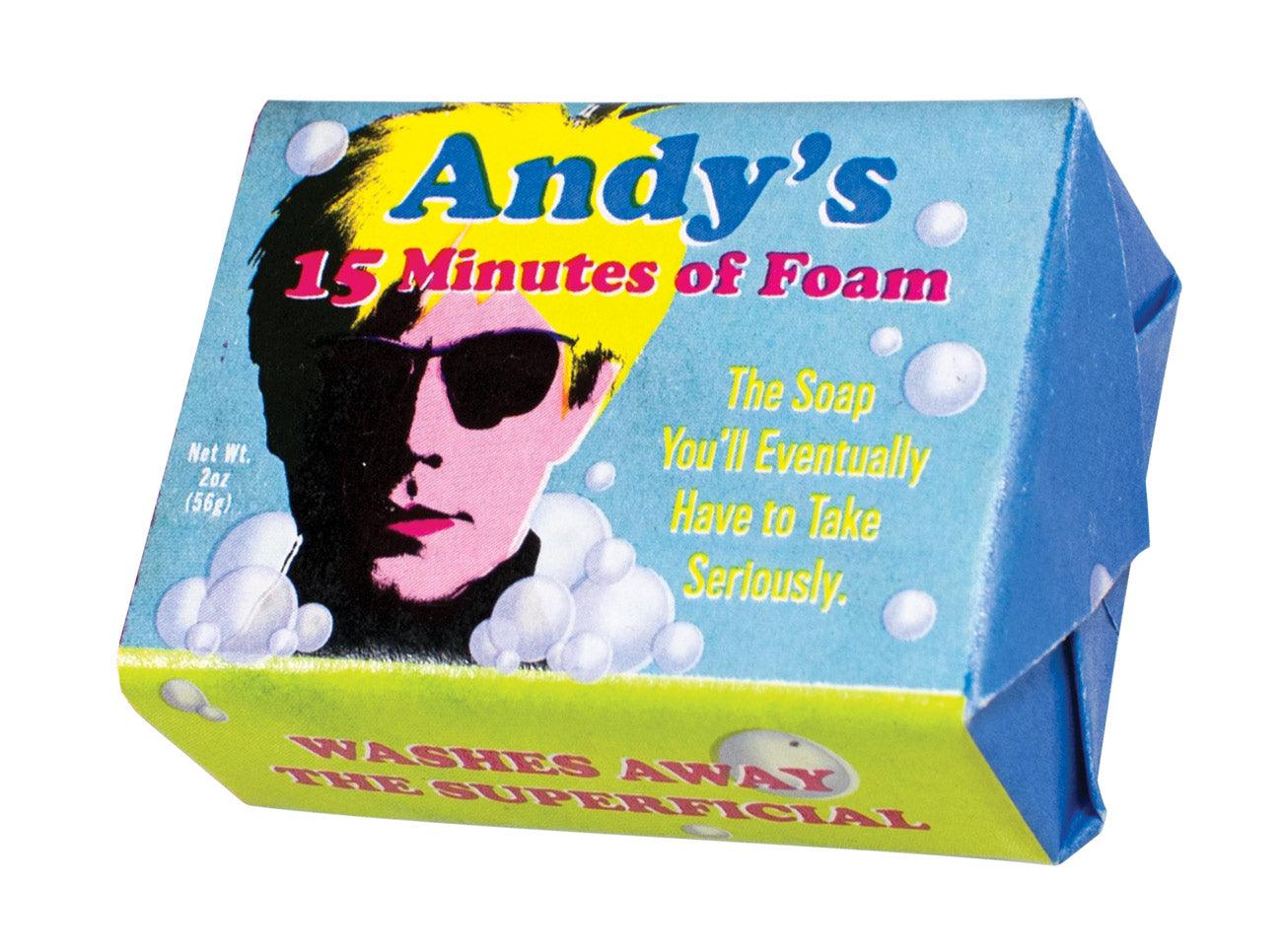 Product photo of Andy's 15 Minutes of Foam Soap, a novelty gift manufactured by The Unemployed Philosophers Guild.
