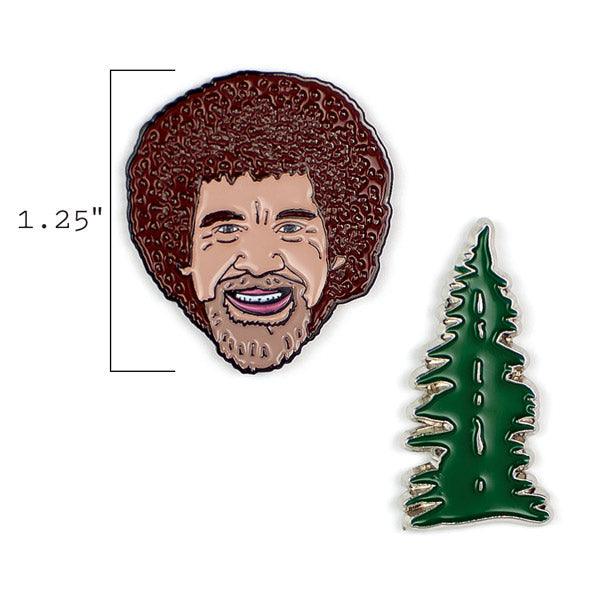 Product photo of Bob Ross Enamel Pin Set, a novelty gift manufactured by The Unemployed Philosophers Guild.