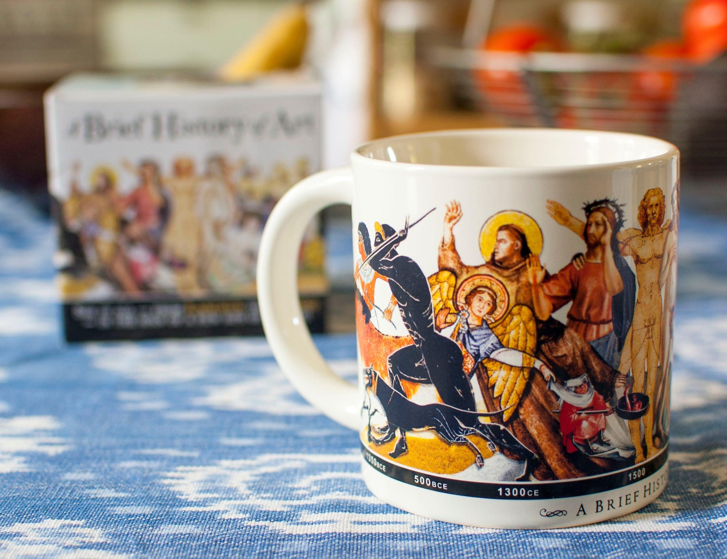 Product photo of Brief History of Art Mug, a novelty gift manufactured by The Unemployed Philosophers Guild.