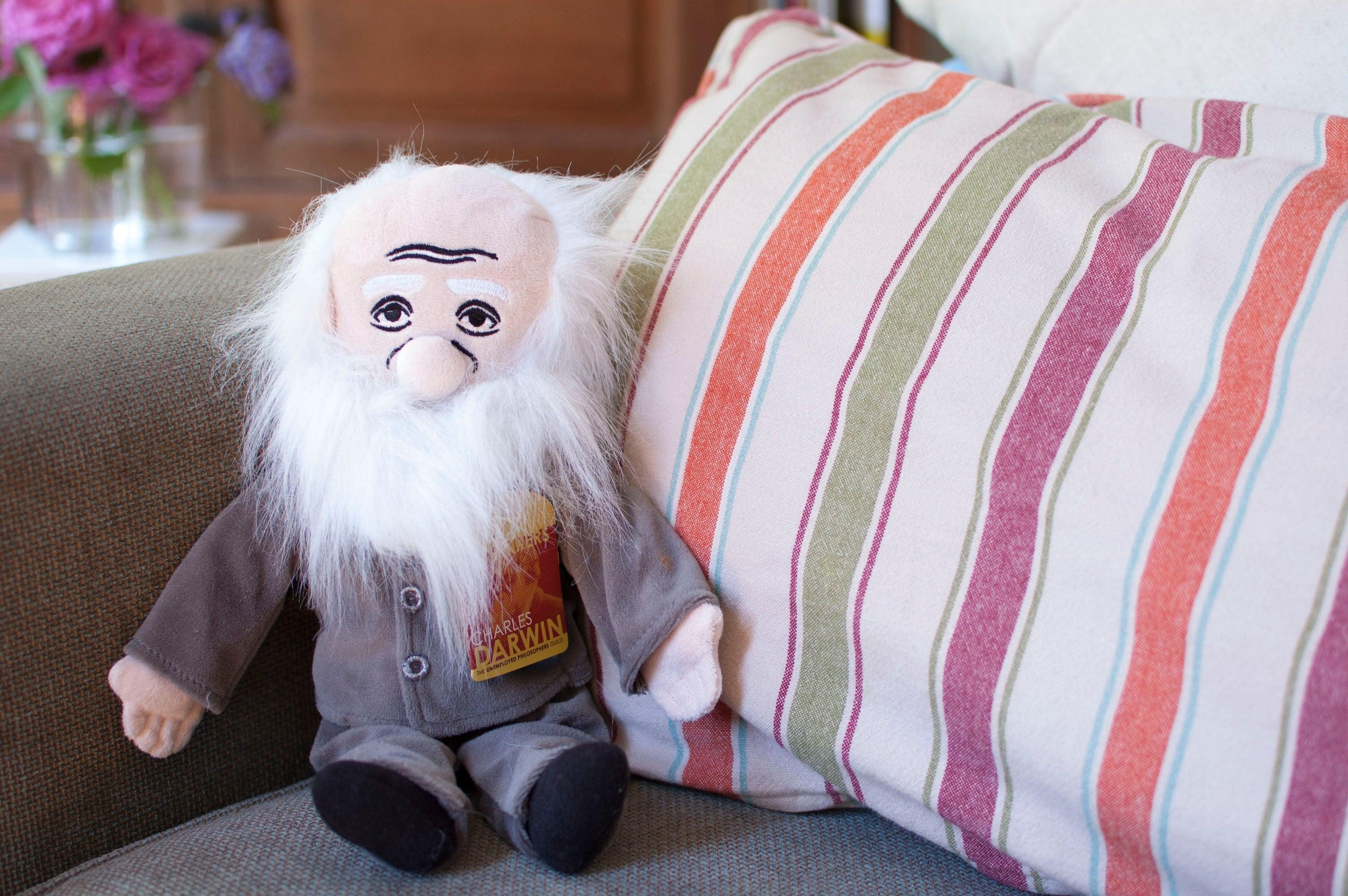 Product photo of Charles Darwin Plush Doll, a novelty gift manufactured by The Unemployed Philosophers Guild.