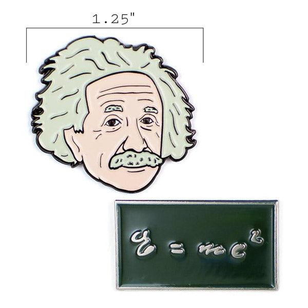 Product photo of Einstein & E=mc2 Enamel Pin Set, a novelty gift manufactured by The Unemployed Philosophers Guild.