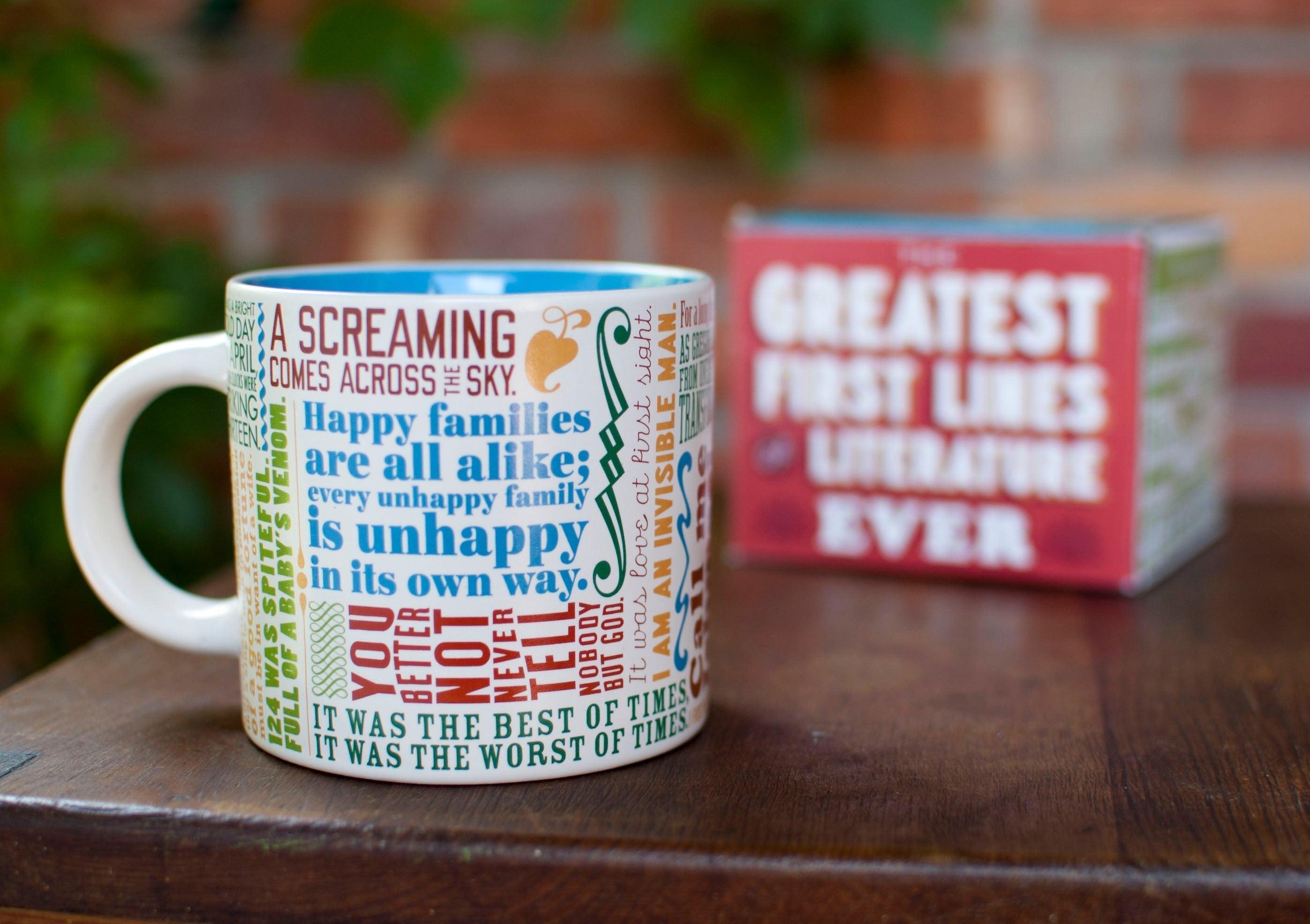 Product photo of First Lines of Literature Mug, a novelty gift manufactured by The Unemployed Philosophers Guild.