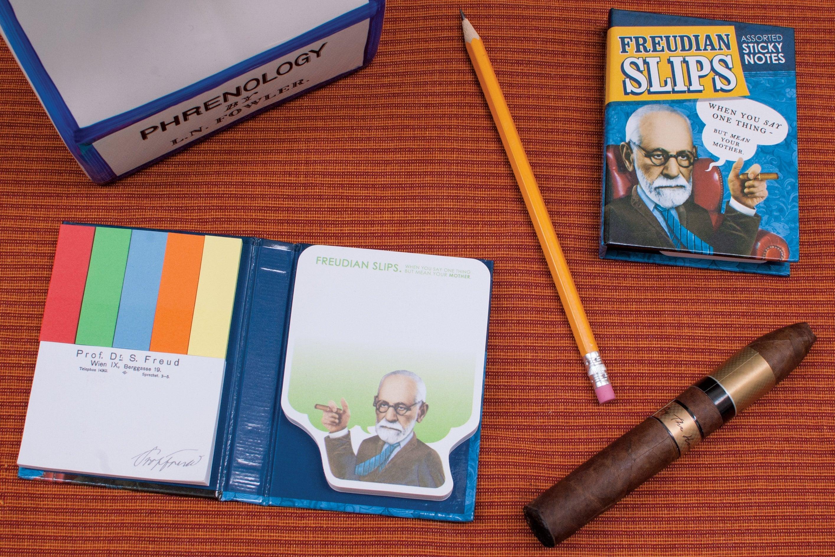 Product photo of Freudian Slips Sticky Notes, a novelty gift manufactured by The Unemployed Philosophers Guild.