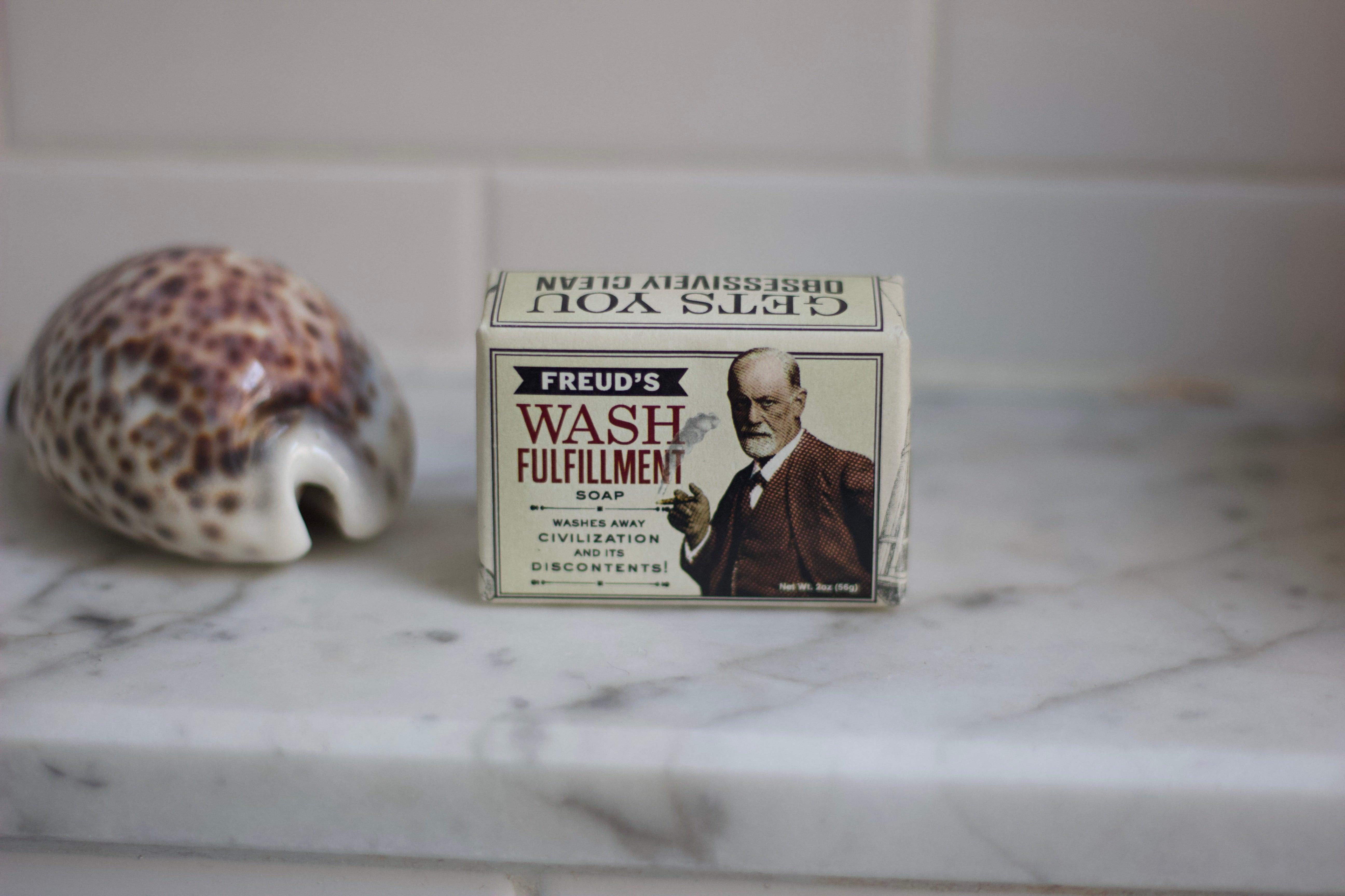 Product photo of Freud's Wash Fulfillment Soap, a novelty gift manufactured by The Unemployed Philosophers Guild.