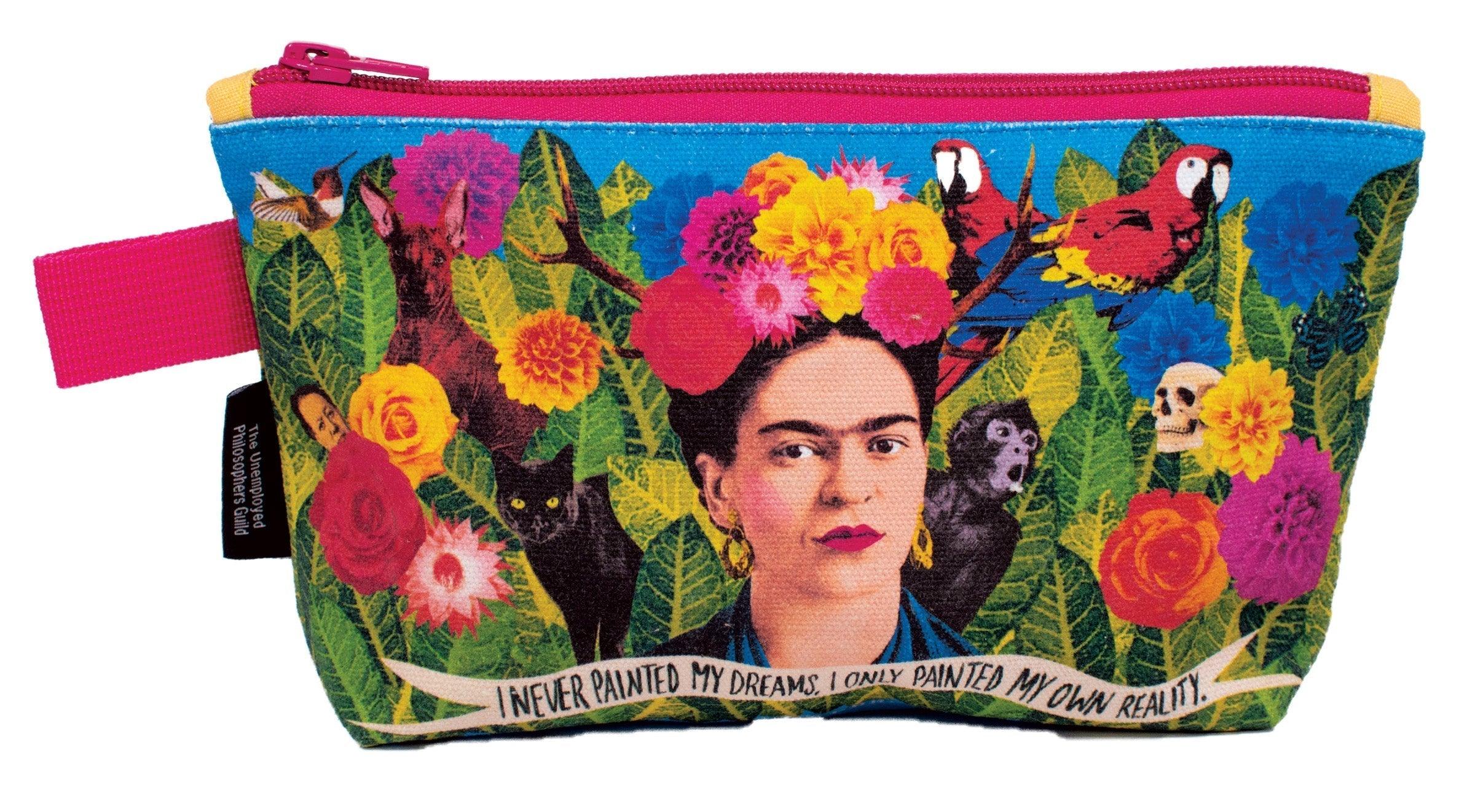 Product photo of Frida Kahlo Art Zipper Bag, a novelty gift manufactured by The Unemployed Philosophers Guild.