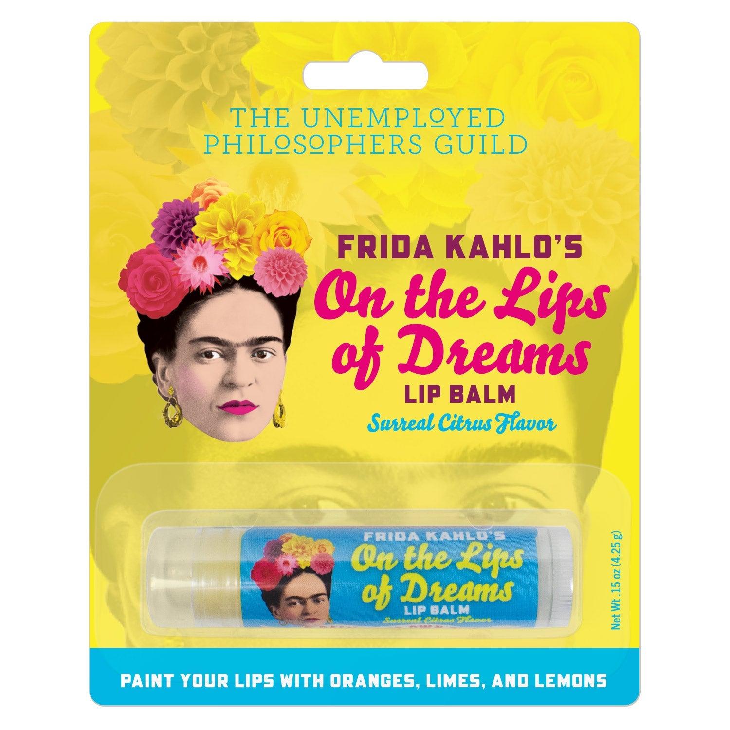 Product photo of Frida Kahlo On The Lips of Dreams Lip Balm, a novelty gift manufactured by The Unemployed Philosophers Guild.