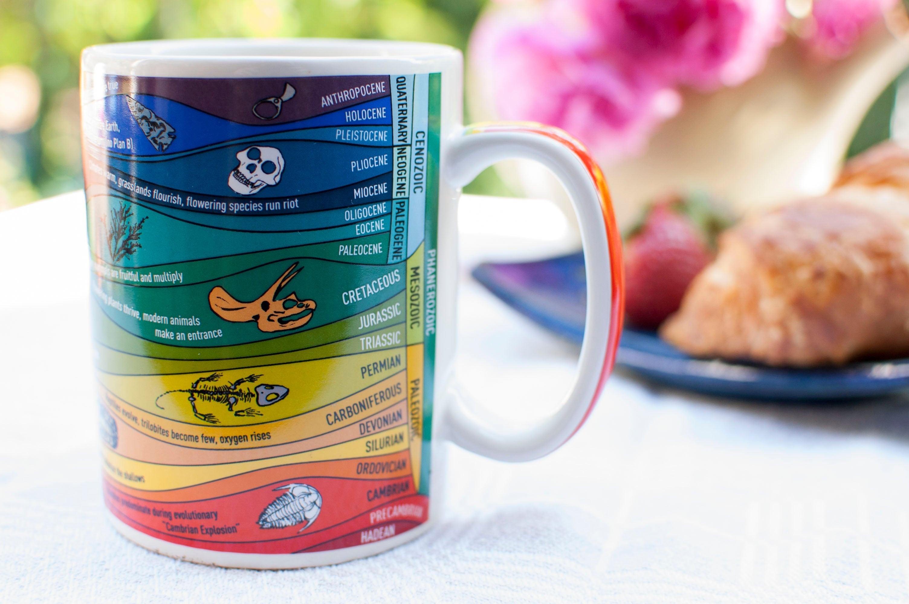 Product photo of Geologic Time Mug, a novelty gift manufactured by The Unemployed Philosophers Guild.