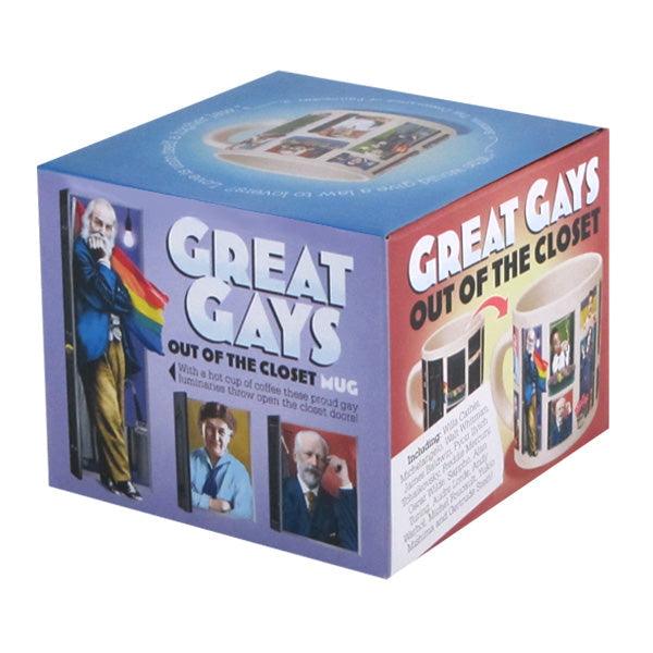 Product photo of Great Gays Heat-Changing Mug, a novelty gift manufactured by The Unemployed Philosophers Guild.