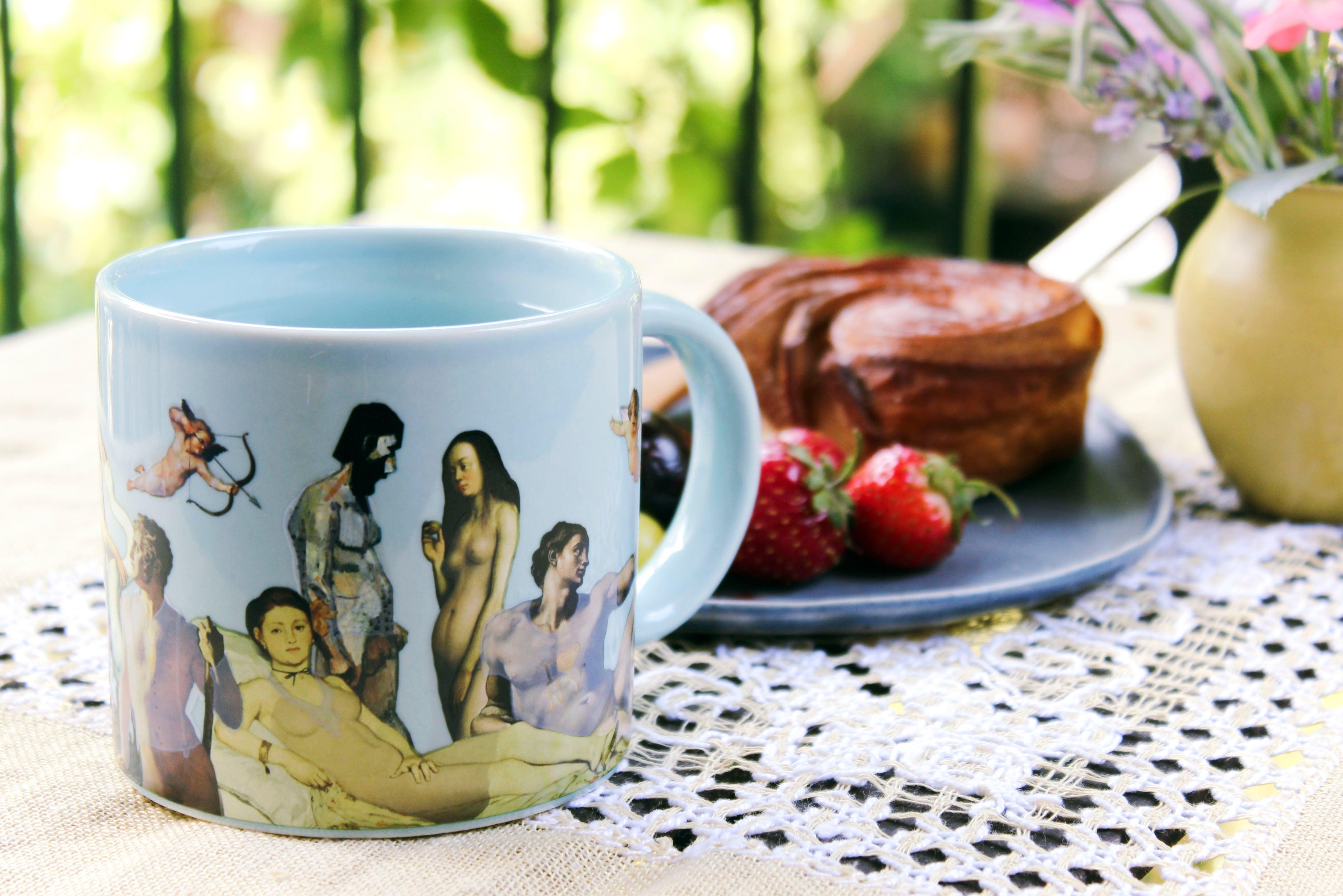 Product photo of Great Nudes of Art Heat-Changing Mug, a novelty gift manufactured by The Unemployed Philosophers Guild.