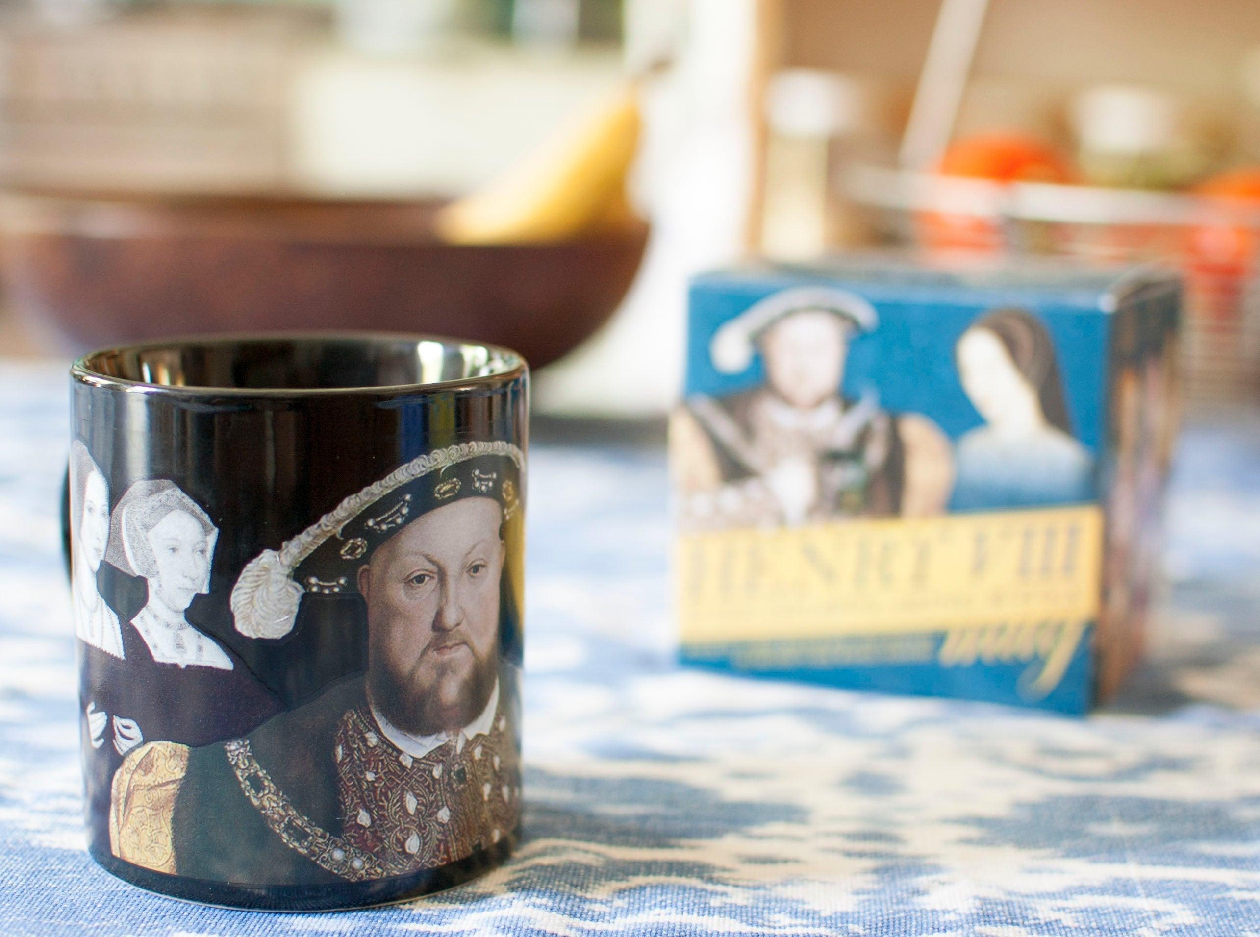 Product photo of Henry VIII Wives Heat-Changing Mug, a novelty gift manufactured by The Unemployed Philosophers Guild.