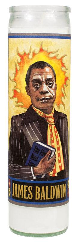 Product photo of James Baldwin Secular Saint Candle, a novelty gift manufactured by The Unemployed Philosophers Guild.