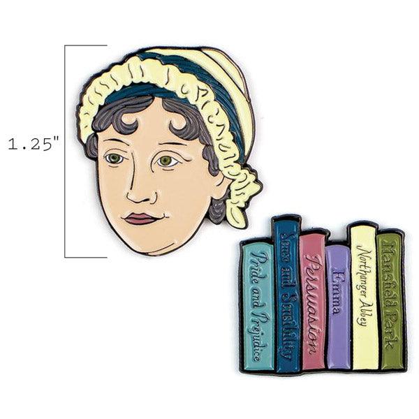 Product photo of Jane Austen Enamel Pin Set, a novelty gift manufactured by The Unemployed Philosophers Guild.