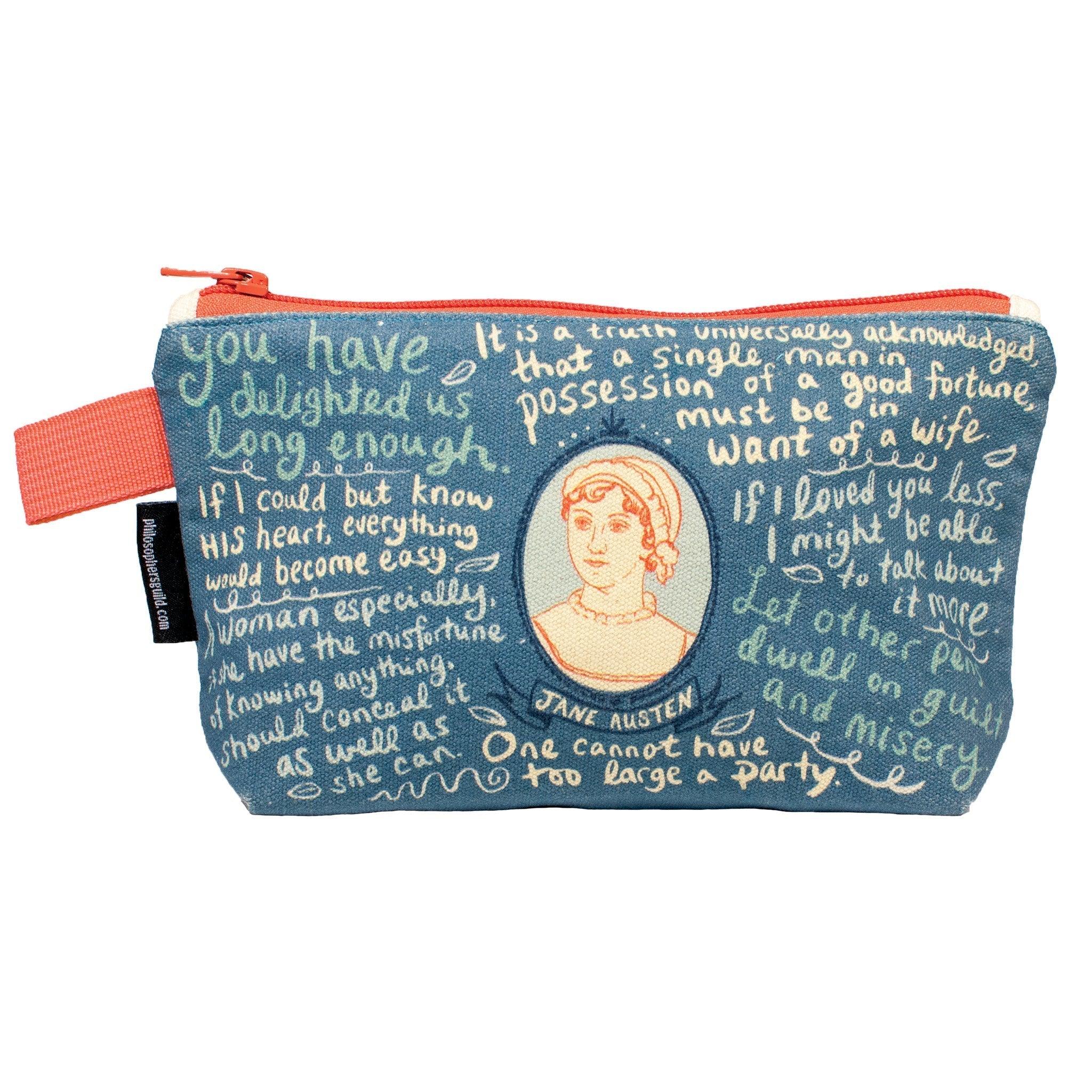 Product photo of Jane Austen Quotes Zipper Bag, a novelty gift manufactured by The Unemployed Philosophers Guild.