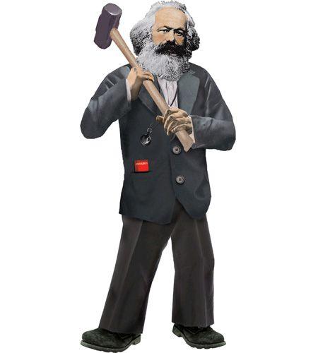 Product photo of Karl Marx Greeting Card, a novelty gift manufactured by The Unemployed Philosophers Guild.