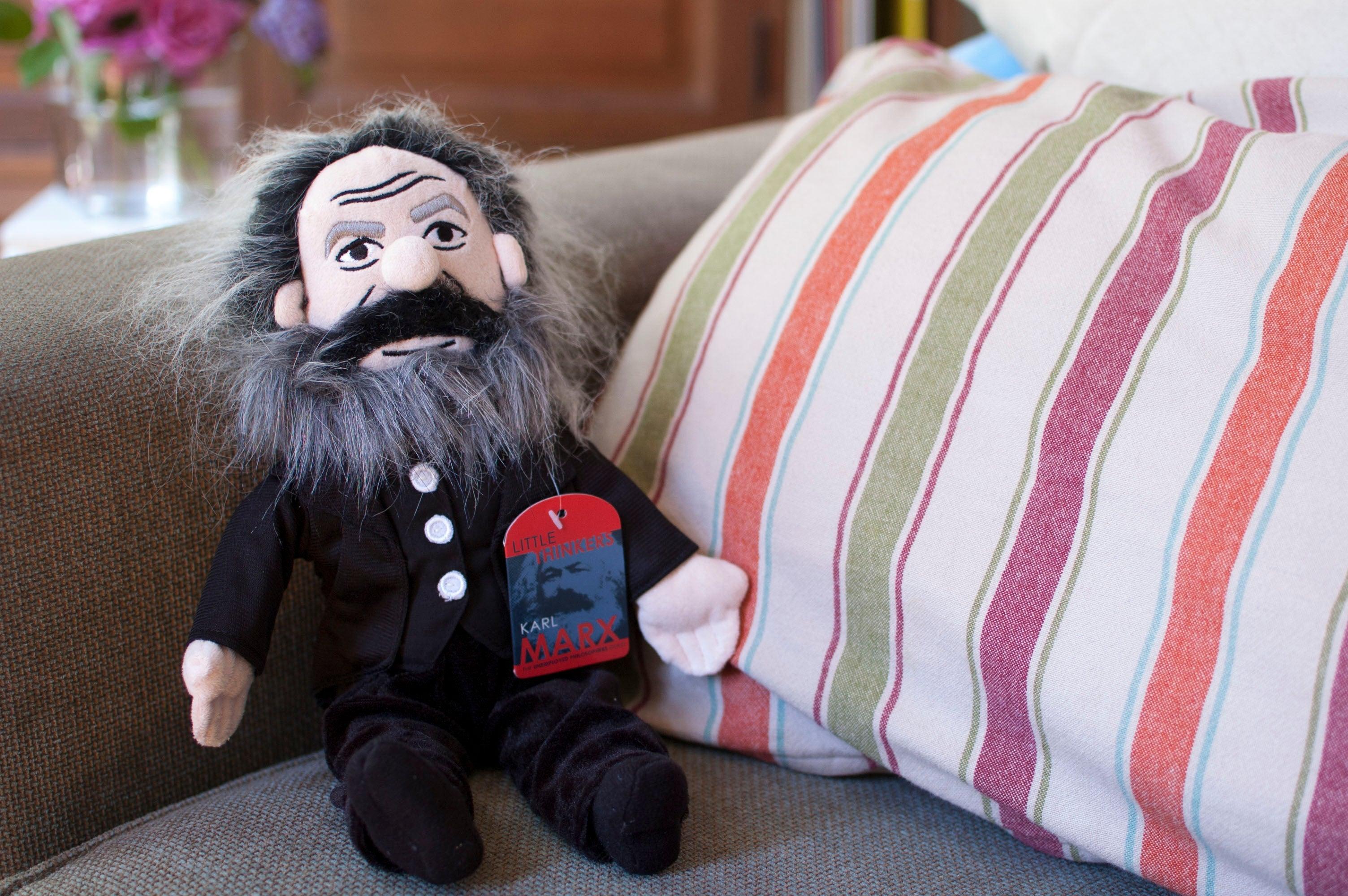 Product photo of Karl Marx Plush Doll, a novelty gift manufactured by The Unemployed Philosophers Guild.