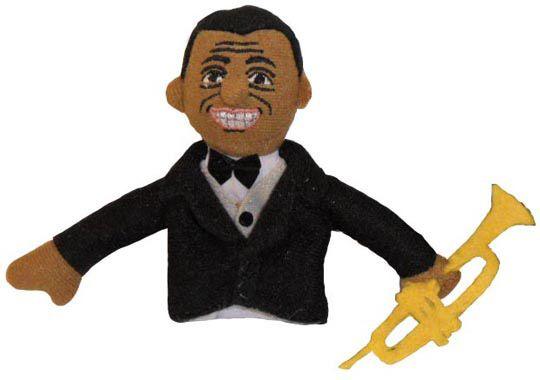 Product photo of Louis Armstrong Finger Puppet, a novelty gift manufactured by The Unemployed Philosophers Guild.