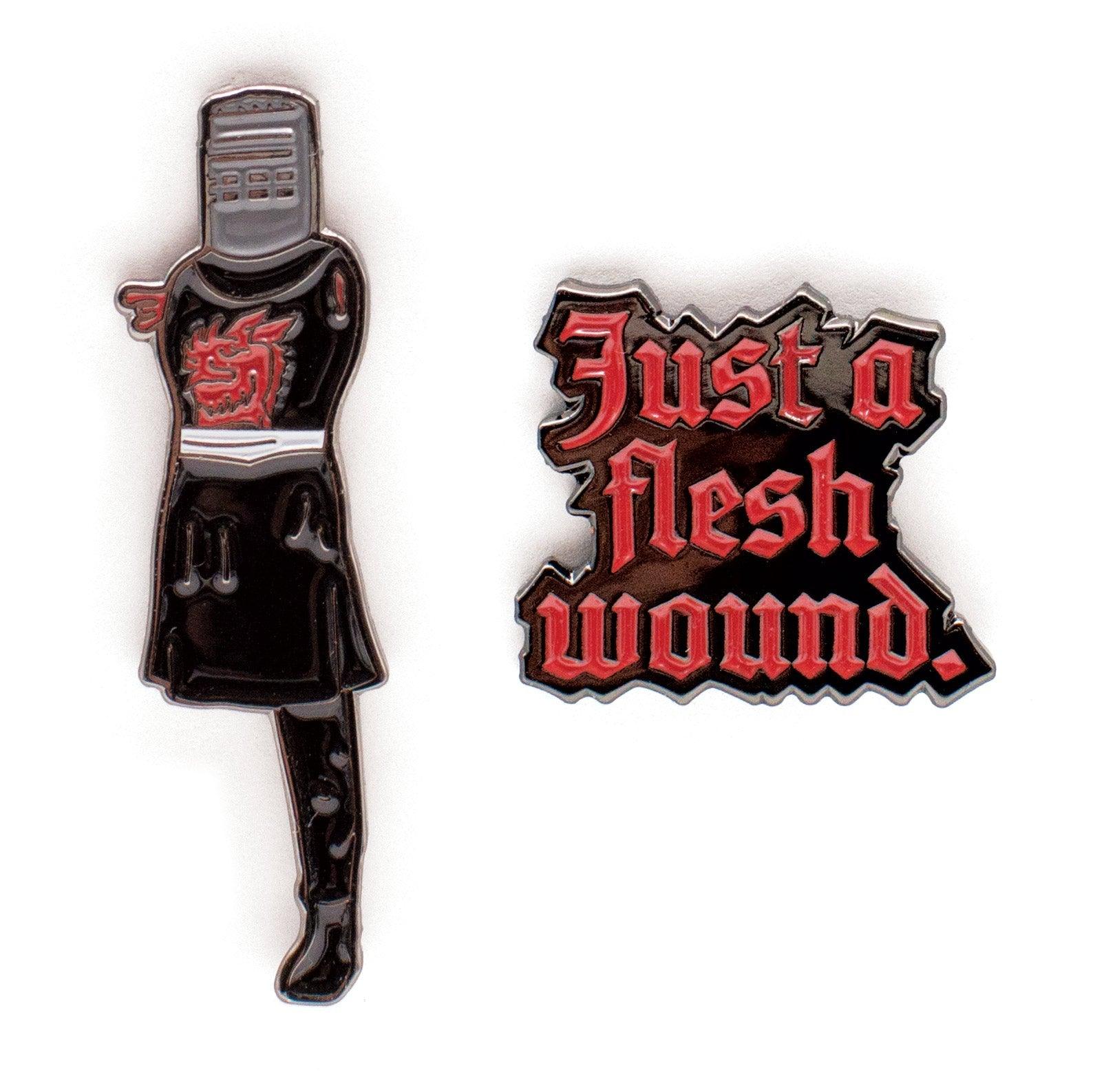 Product photo of Monty Python Black Knight Enamel Pin Set, a novelty gift manufactured by The Unemployed Philosophers Guild.
