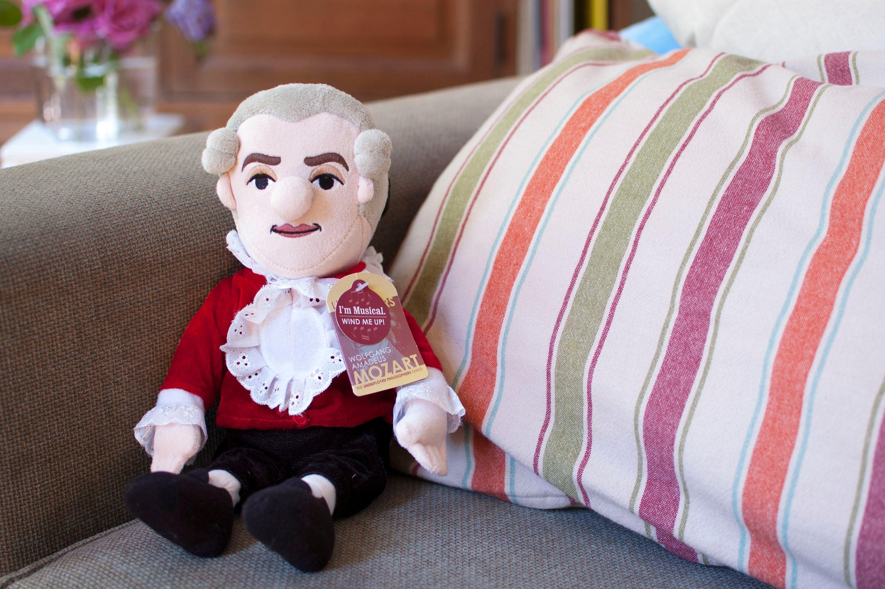Product photo of Mozart Plush Doll, a novelty gift manufactured by The Unemployed Philosophers Guild.