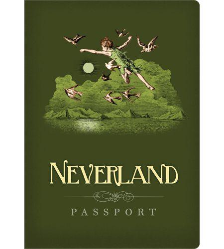 Product photo of Passport to Neverland Notebook, a novelty gift manufactured by The Unemployed Philosophers Guild.