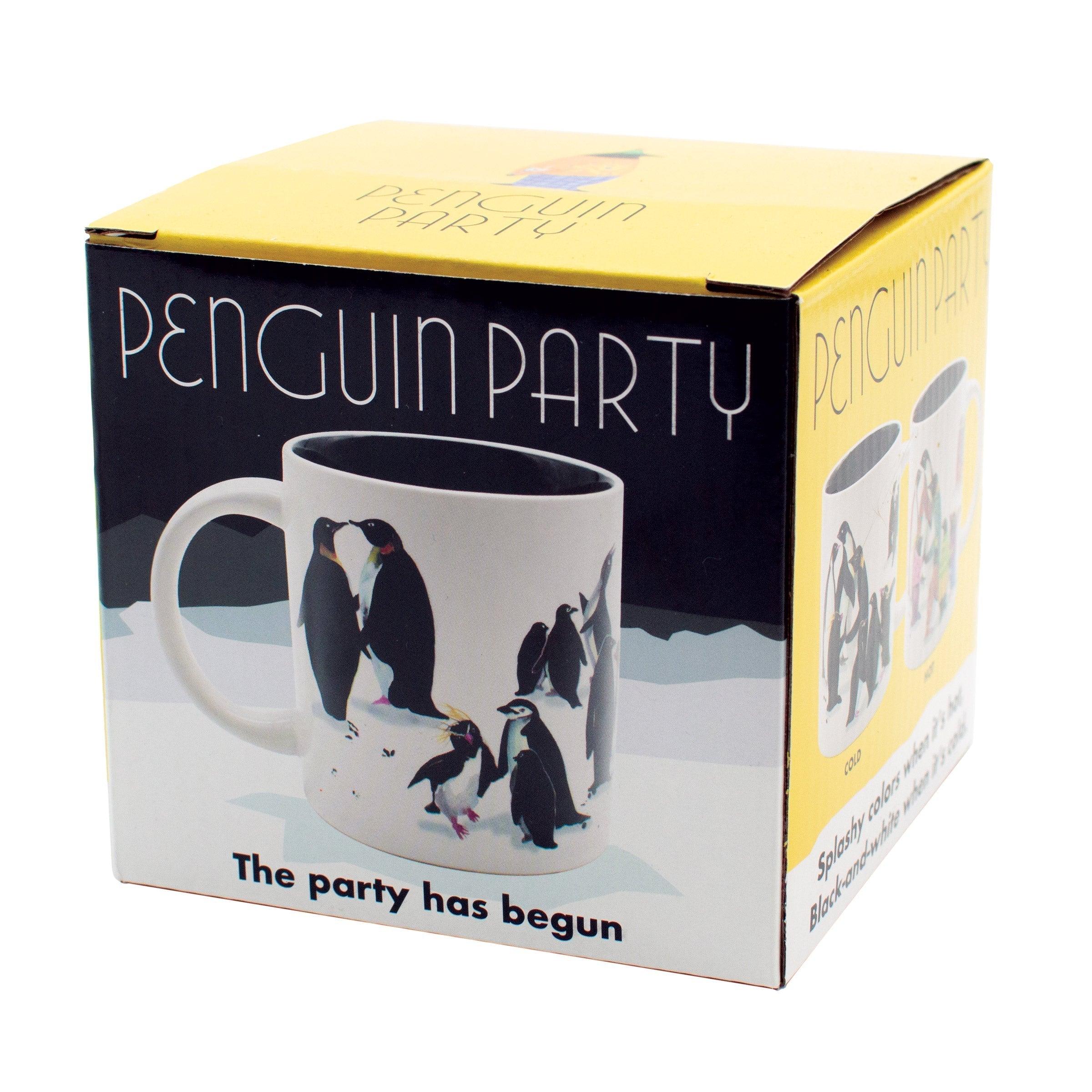 Product photo of Penguin Party Heat-Changing Mug, a novelty gift manufactured by The Unemployed Philosophers Guild.