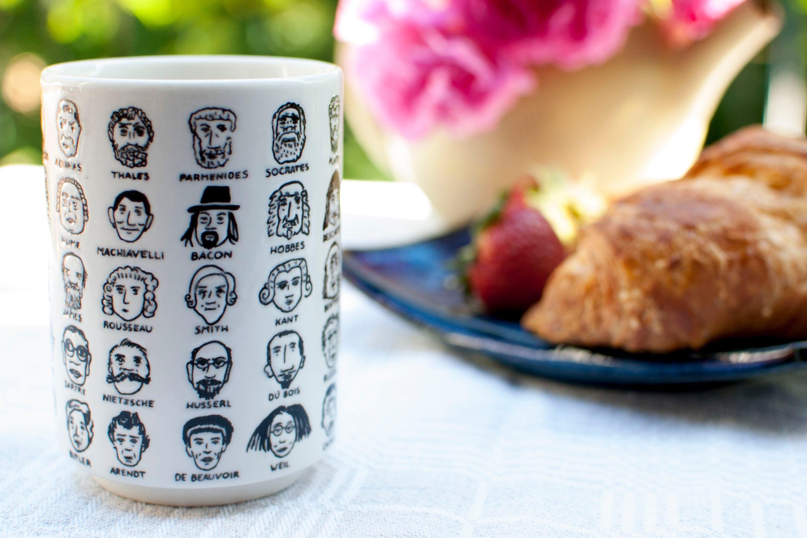 It's Hard to Get A Handle on Philosophy - Porcelain Tea Cup Featuring 60 Western Philosophers