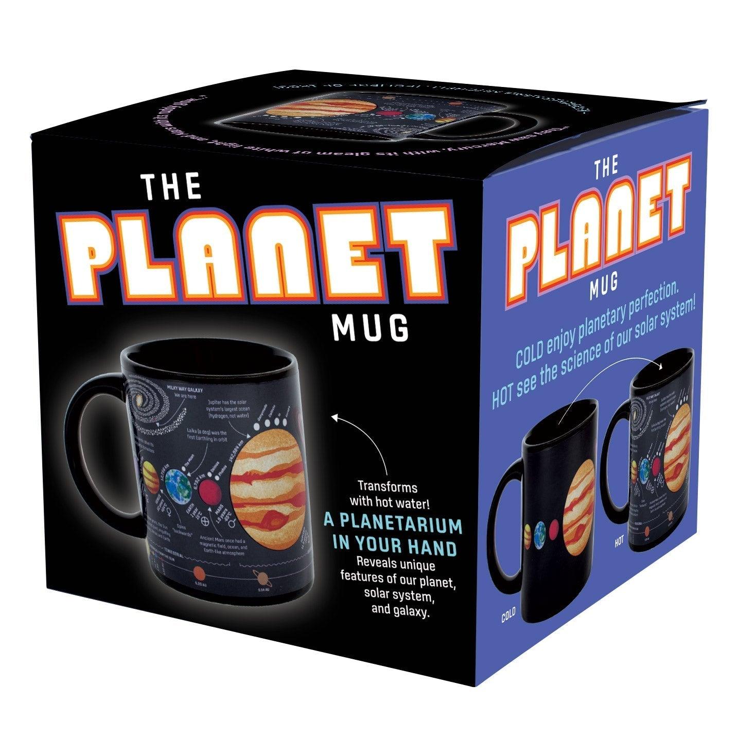 Product photo of Planet Heat-Changing Mug, a novelty gift manufactured by The Unemployed Philosophers Guild.