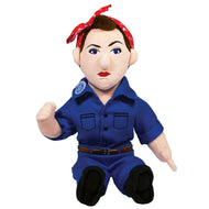 Product photo of Rosie the Riveter Plush Doll, a novelty gift manufactured by The Unemployed Philosophers Guild.