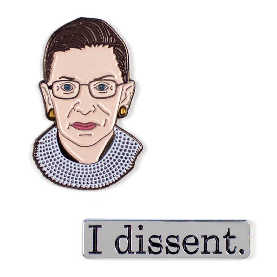 Product photo of Ruth Bader Ginsburg Enamel Pin Set, a novelty gift manufactured by The Unemployed Philosophers Guild.