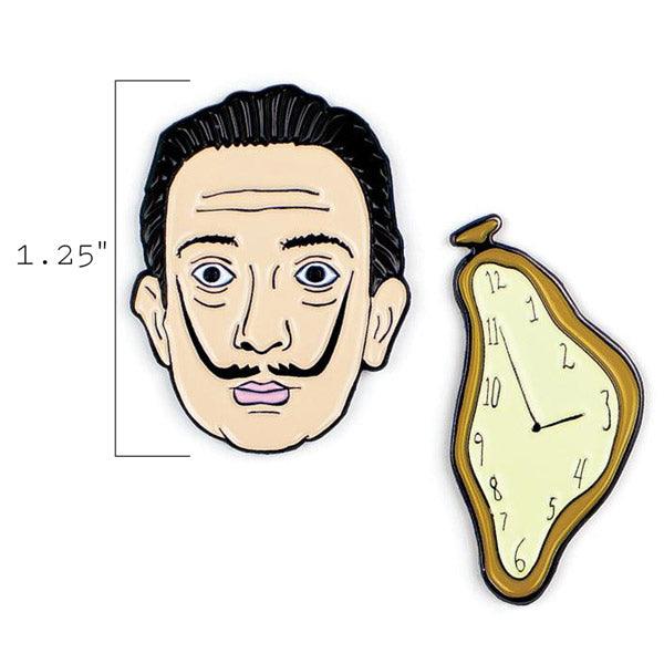 Product photo of Salvador Dalí & Watch Enamel Pin Set, a novelty gift manufactured by The Unemployed Philosophers Guild.