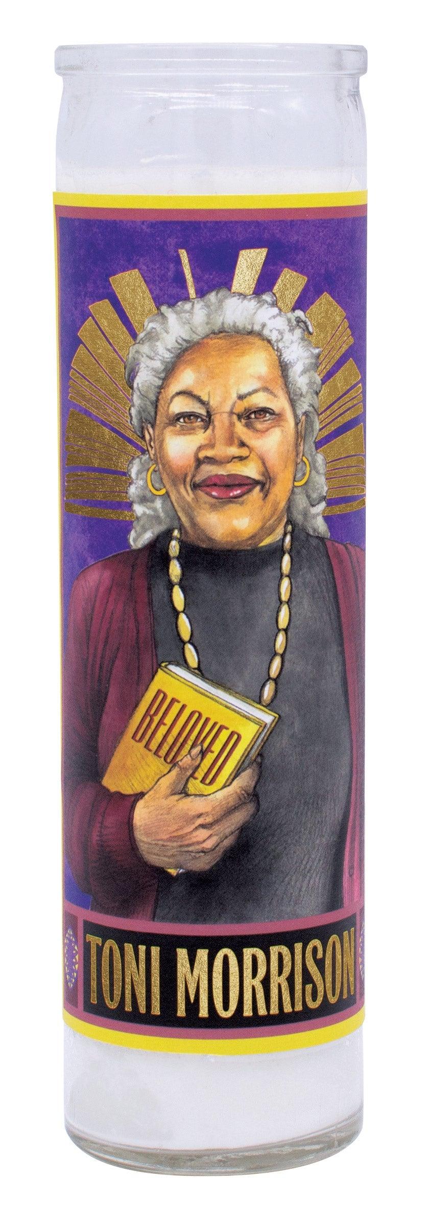 Product photo of Toni Morrison Secular Saint Candle, a novelty gift manufactured by The Unemployed Philosophers Guild.