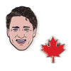Product photo of Trudeau & Maple Leaf Enamel Pin Set, a novelty gift manufactured by The Unemployed Philosophers Guild.